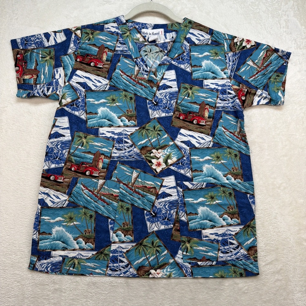 Vintage Hawaiian Shirt Made In Hawaii Mens XS Scenic Surf Beach Aloha 90s